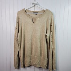 Thalia Sodi Gold Sweater Long Sleeve Metallic New XL